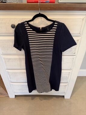 J. Crew Navy Tee with White Navy-Striped Center